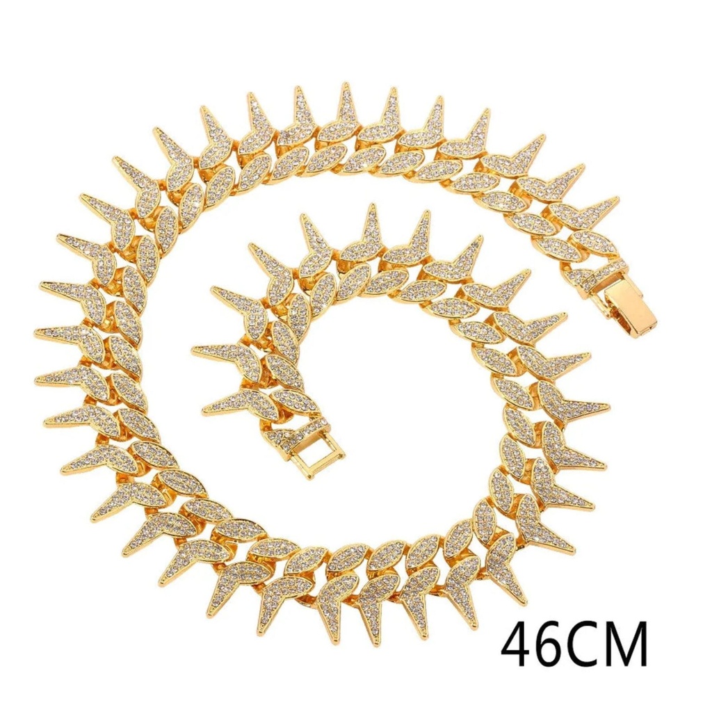 Gothic Cuban Chain Personality Fashion Men's Necklace Hip Hop Diamond Shining Miami Rapper Cuban Chain Male Choker Jewellery