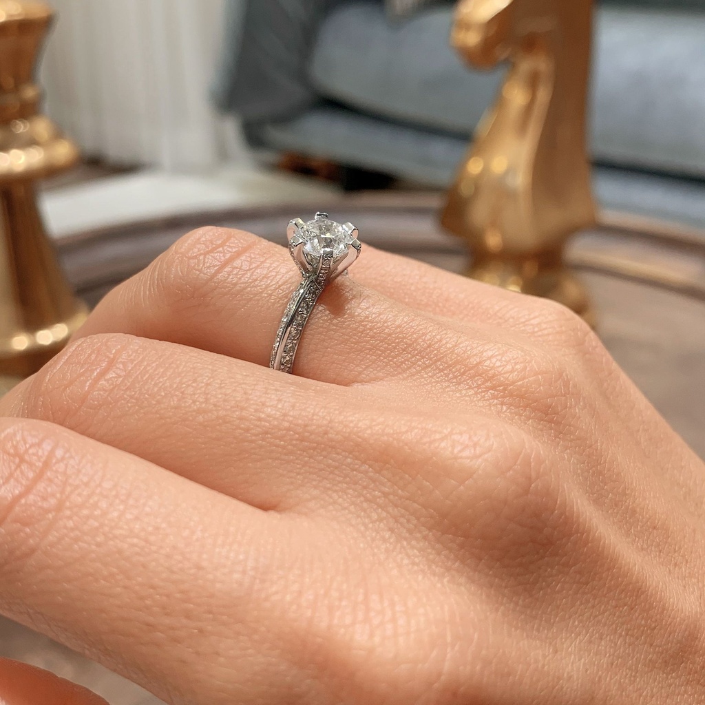 Engagement Ring 2 Carat, Diamond Engagement Ring Set, 14K White Gold, Round Shape Engagement Wedding Set, Round Shape Ring, Knife Edge Ring