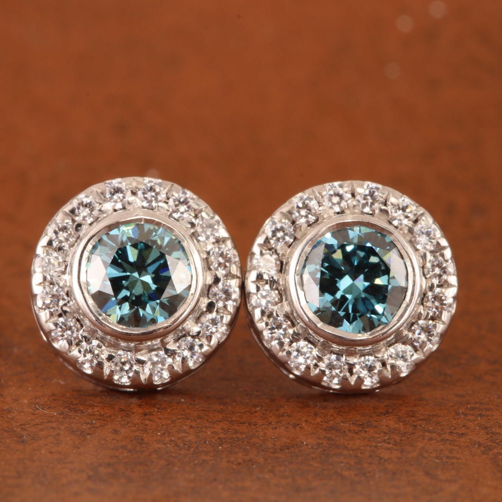Round Halo Diamond Earrings For Women
