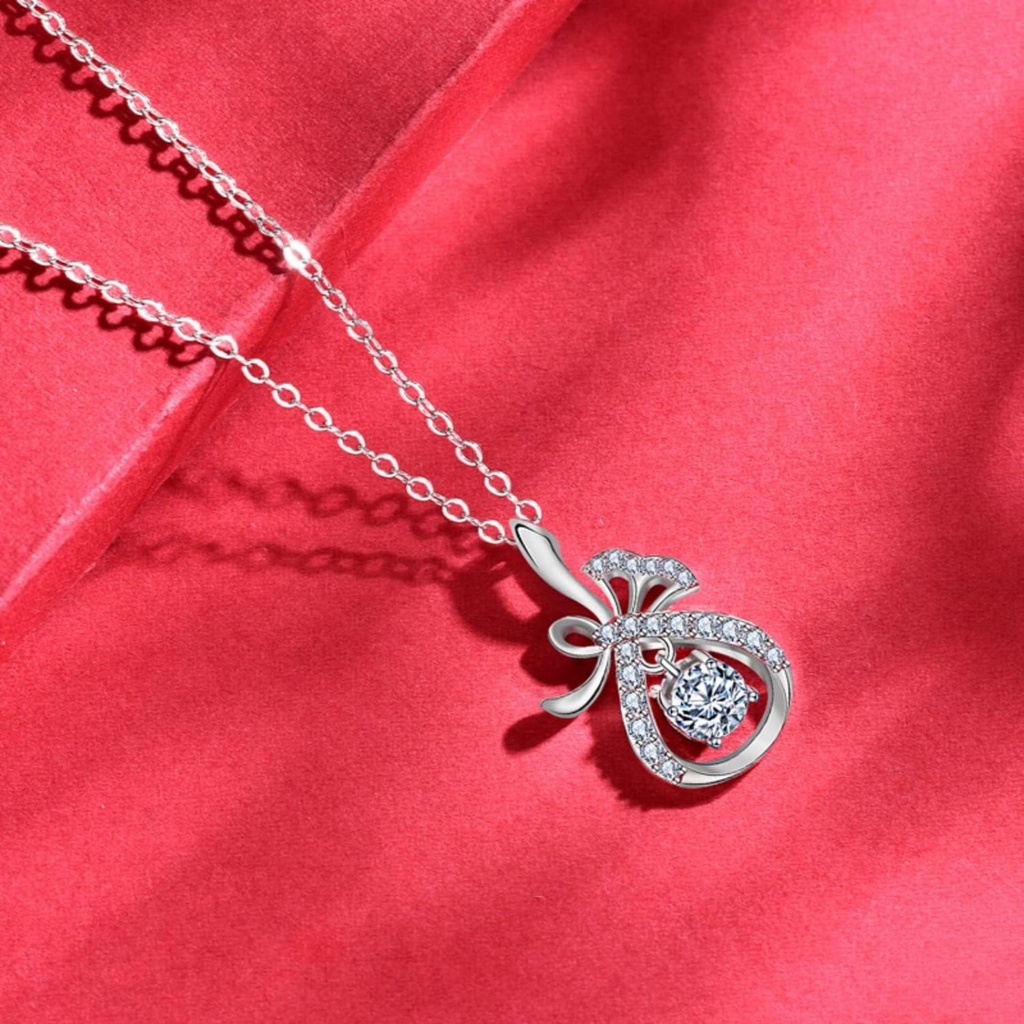  Lucky Bag Clavicle Pendant Necklace for Women S925 Sterling Silver Necklace - Wedding Engagement Valentine's Day Christmas Gift