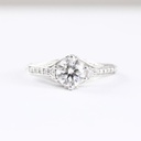 Antique inspired moissanite and diamond engagement ring handmade in white/rose/yellow gold or platinum