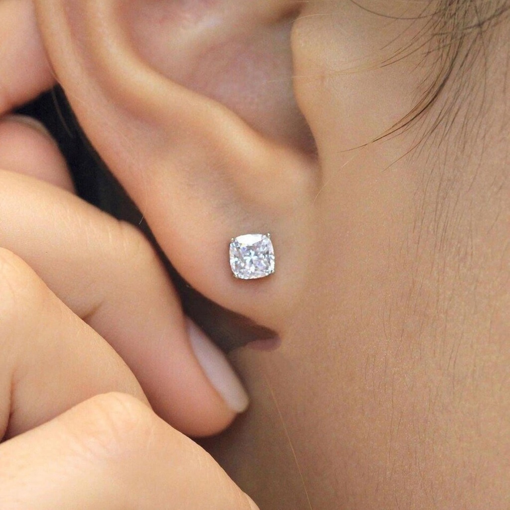 Cushion Cut Solitaire Stud Earrings -Bridal Earrings -Bridesmaid Earrings -Wedding Engagement Earrings