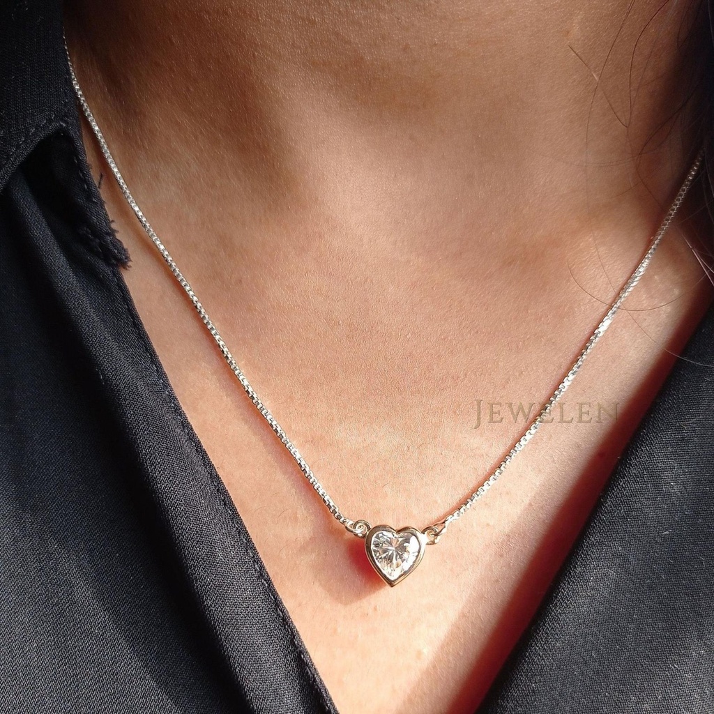 Heart Shape Moissanite Pendant, 1.10 CT Heart Colorless Moissanite Pendant, Bezel Set Pendant, Wedding Pendant for Women, Gift for Her