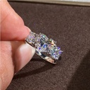  Heart  Engagement Ring Round Three Stone Ring Round Cut Wedding Ring Heart Cut &amp; Round Diamond Wedding Ring Proposal Ring