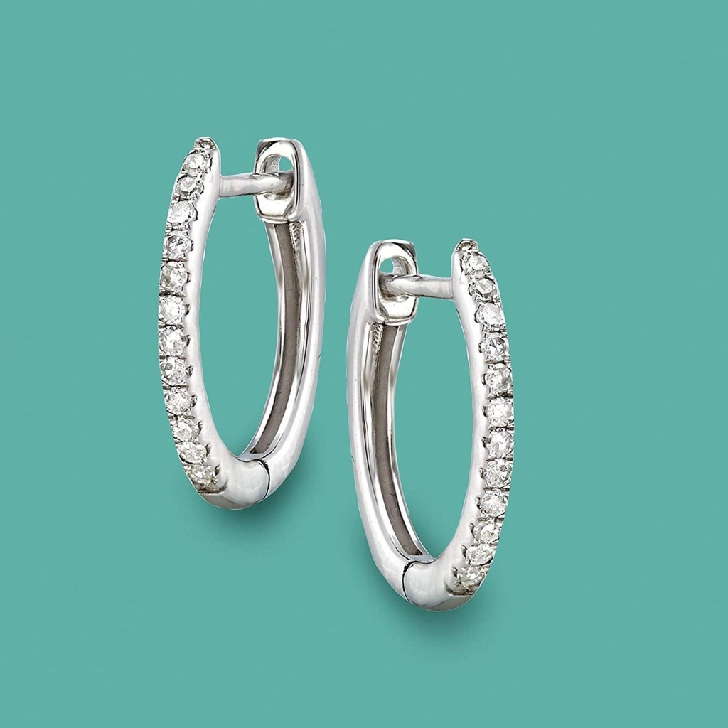 Moissanite Huggie Earrings, Diamond Hoop Earrings, Diamond Huggies , Hoop Huggie Earrings,Hoop Earrings,925 Sterling Silver Diamond Earrings