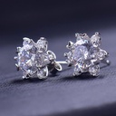 925 Sterling Silver Round Brilliant Cut White Cubic Zirconia Snowflake Stud Earrings
