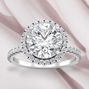 Halo Round Cut White Moissanite In 925 Sterling Silver Ring For Women's Engagement