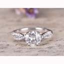 Solitaire White Round Cut Cubic Zirconia In 925 Sterling Silver Ring For Engagement