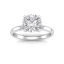 Solitaire With Accents Round Cut White Moissanite In 925 Sterling Silver Ring For Women's Engagement