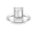 Solitaire Emerald Cut White Moissanite In 925 Sterling Silver Ring For Women's Engagement