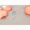 Halo White Cushion Cut Cubic Zirconia In 925 Sterling Silver Ring For Engagement