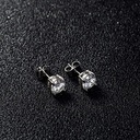  Round Brilliant Cut White Cubic Zirconia 925 Sterling Silver Stud Earrings