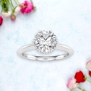 Hidden Halo Round Shape White Moissanite In 925 Sterling Silver Ring For Women's Engagement