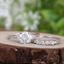 Bridal Set Moissanite Engagement Ring 2 CT Round Cut For Women