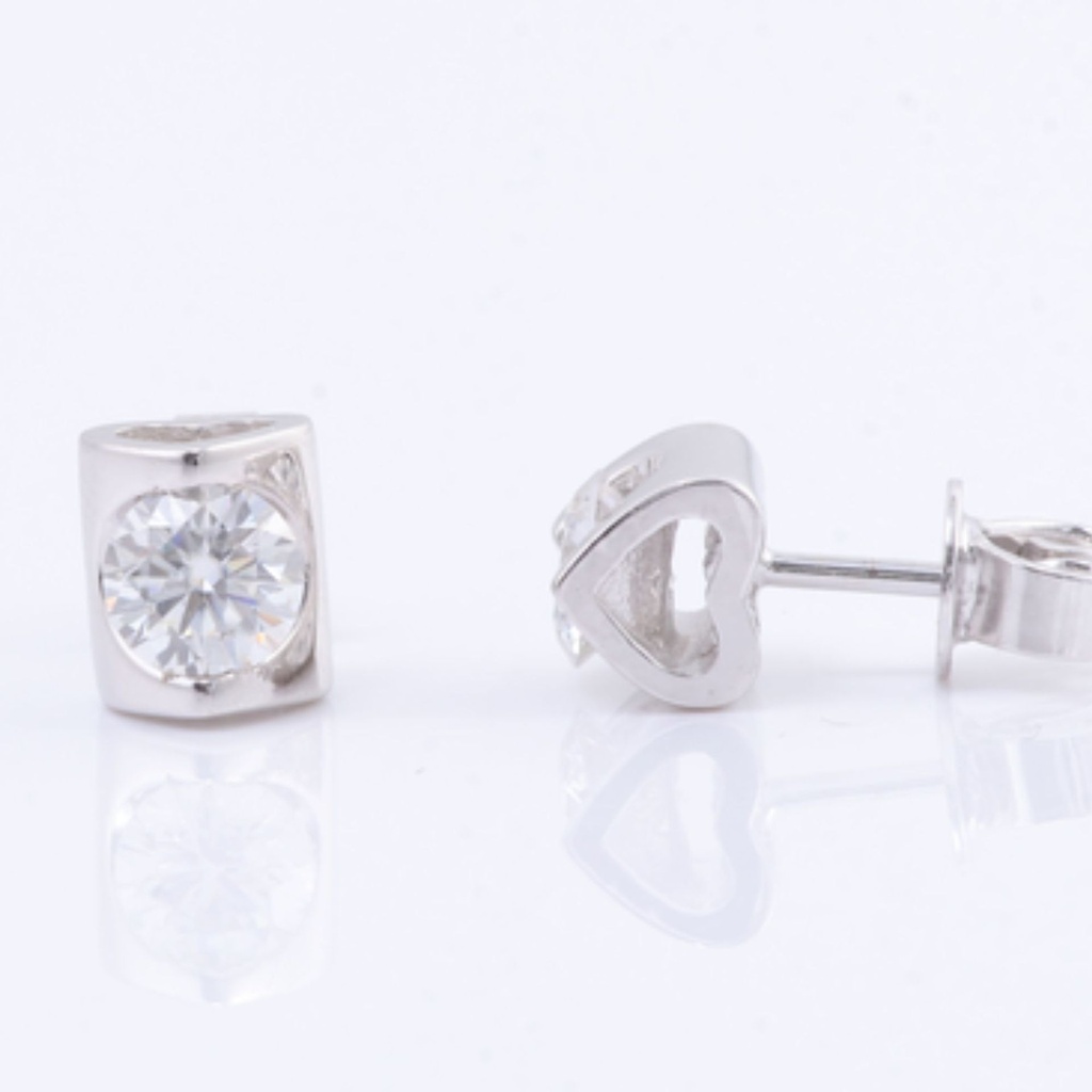  Round Moissanite Diamond Stud Earring