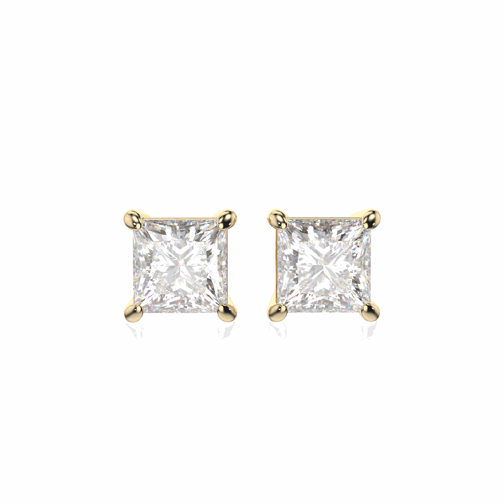  Princess Cut Stud Earrings 