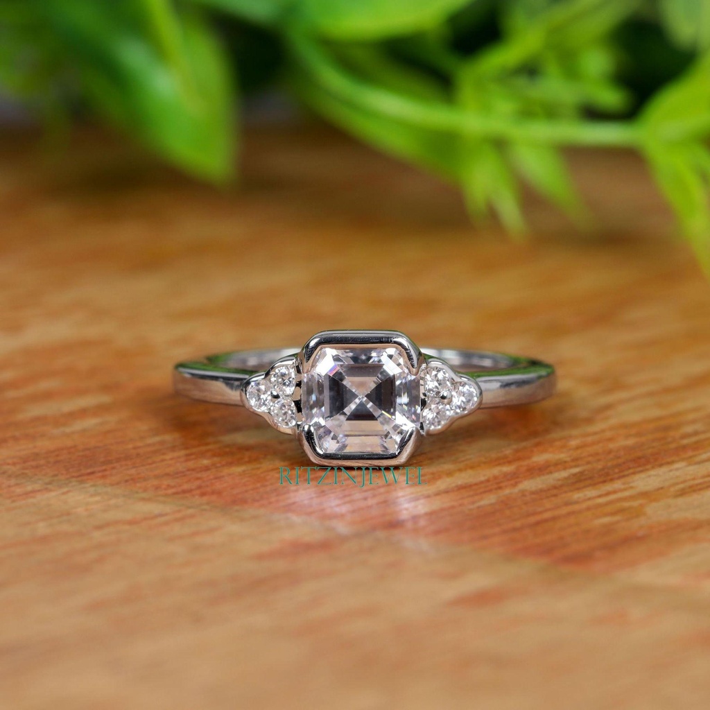 Asscher Diamond Engagement Ring for Women