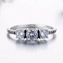 Round Three Stone Diamond Engagement Ring for Women