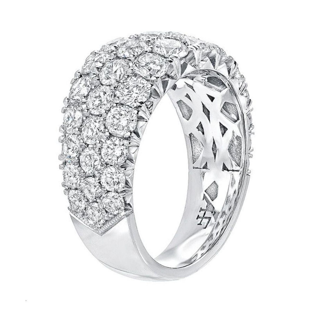 Round Diamond Band Engagement Ring For Women