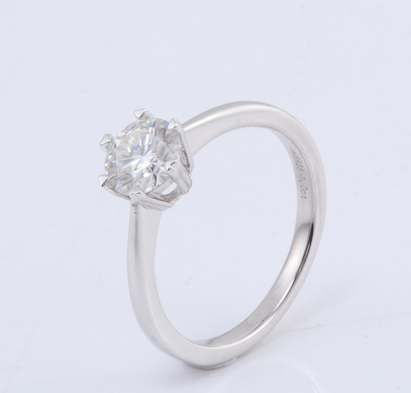 1ct 6.5mm Round Moissanite Diamond Women Ring