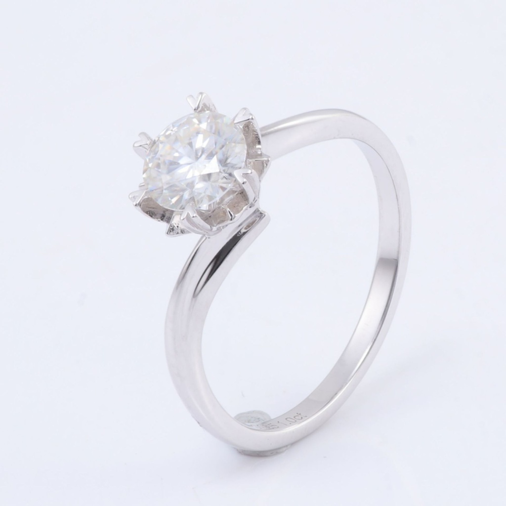 1ct 6.5mm Round Moissanite Diamond Women Ring