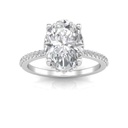 Hidden Halo Oval Cut White In 925 Sterling Silver Ring For Women's Engagement