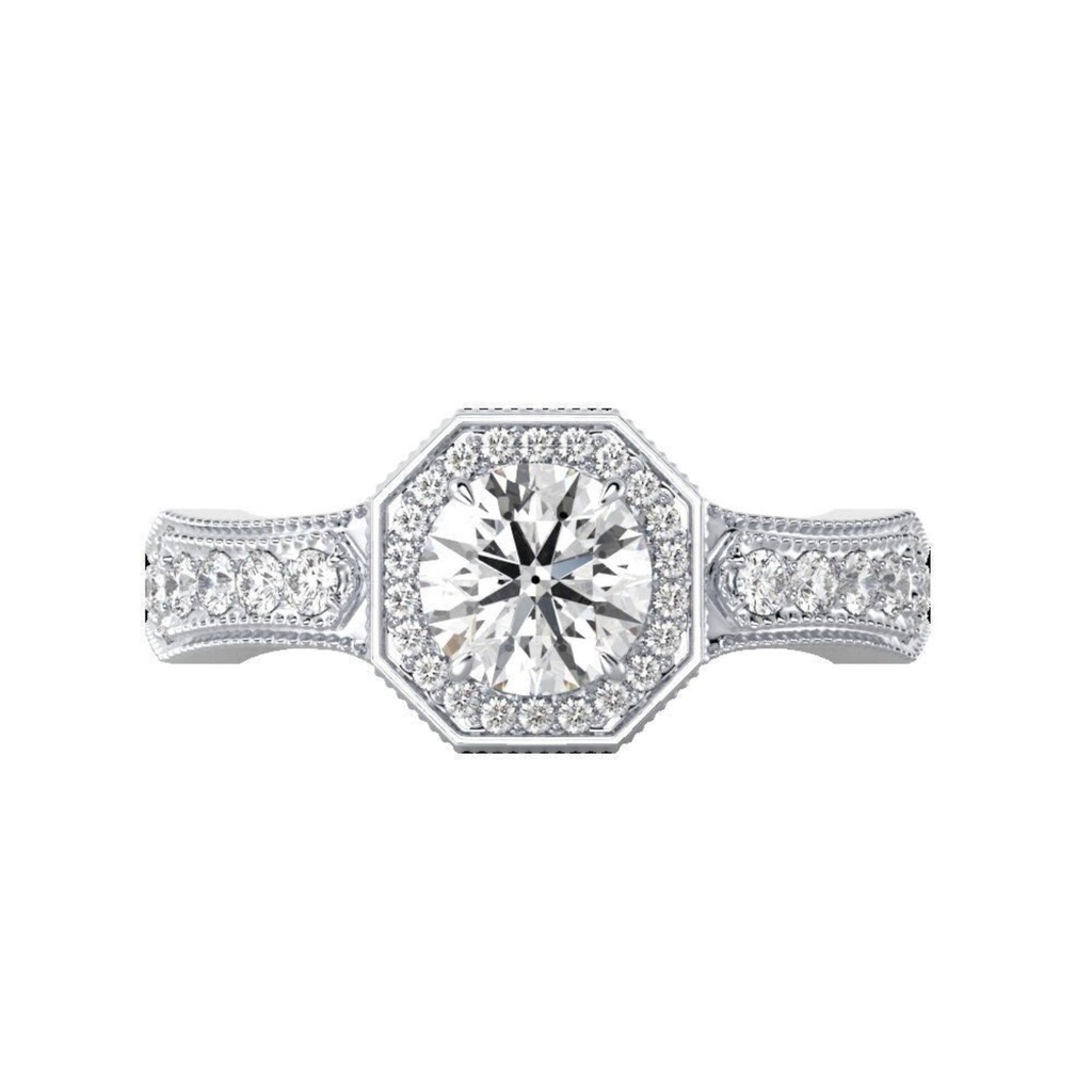 Moissanite Round Engagement Ring for Women 925 Sterling Silver Halo Ring for Engagement Promise or Wedding for Girls or Womens