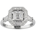 Asscher Cut Lab Created Diamond Halo Engagement Ring, Asscher Lab Grown Diamond Cluster Wedding Ring,14K Solid Gold Ring for Her