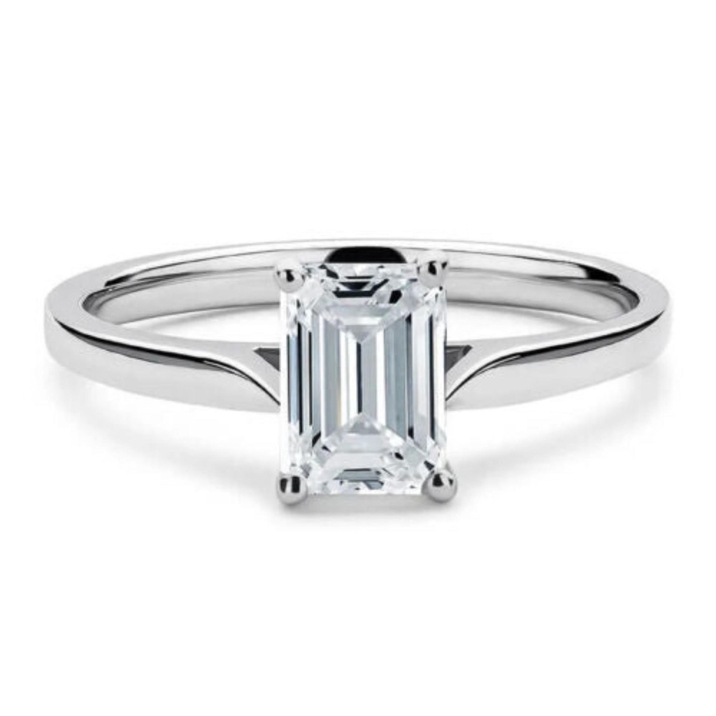 White Gold 14K White Clean Emerald Cut 