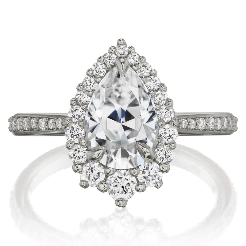 Halo Pear Shape Excellent Cut Engagement Ring For Women