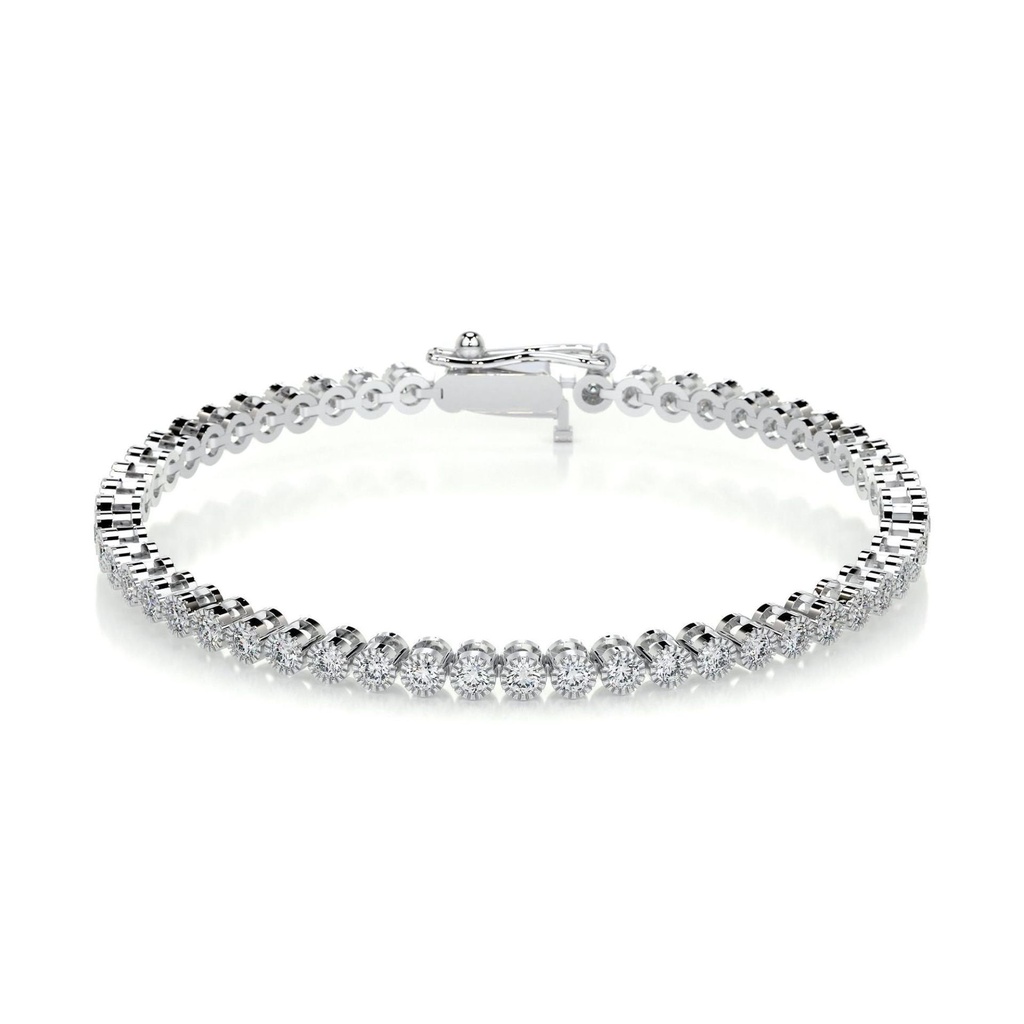 Round Diamond Tennis Bracelet -14K White Gold
