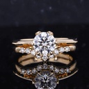 Round Solitaire Lab Created Diamond Engagement Ring in 14k Rose Gold | Engagement Ring Gold Band Round Diamond