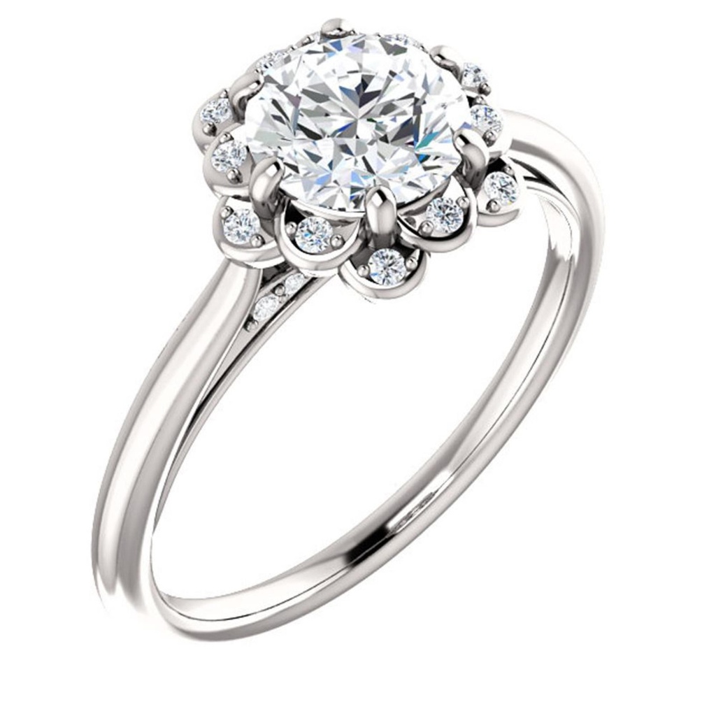 Round Cut Stone Halo Engagement Ring for Women