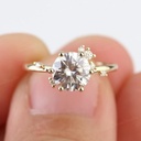 Round Cut Certified Lab Diamond Cluster Solitaire Engagement Ring Made In 14K Solid Yellow Gold Gift For Her, Anniversary Gift For Her