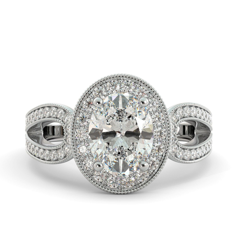 Oval Cut Stone Split Shank Engagement Ring for Women