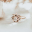 Starburst Round Cut Lab Grown Halo Wedding Ring, Attractive Cluster Engagement Ring, Anniversary Gift For Her, Promise Ring, Mother's Gift