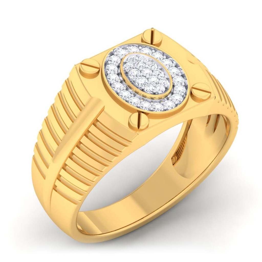 Round Cut Stone Men's Diamond Ring