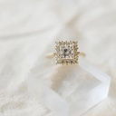 Colorless Moissanite Princess Cut Moissanite Engagement Ring, Cluster Halo Wedding Anniversary Ring, Promise Ring, Square Shape Ring