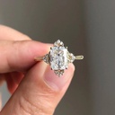 Radiant Moissanite Engagement Ring, Radiant Cut Vintage Cluster Wedding Ring, Cathedral Setting Radiant Anniversary Ring For Her