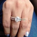   Oval Cut Hidden Halo Pave Colorless Moissanite Wedding Set, Engagement Ring, Eternity Band, Anniversary Gift, Bridal Set