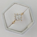  Marquise Lab Grown Diamond Engagement Ring, 14K Yellow Gold, With Three Round Stones Each Side