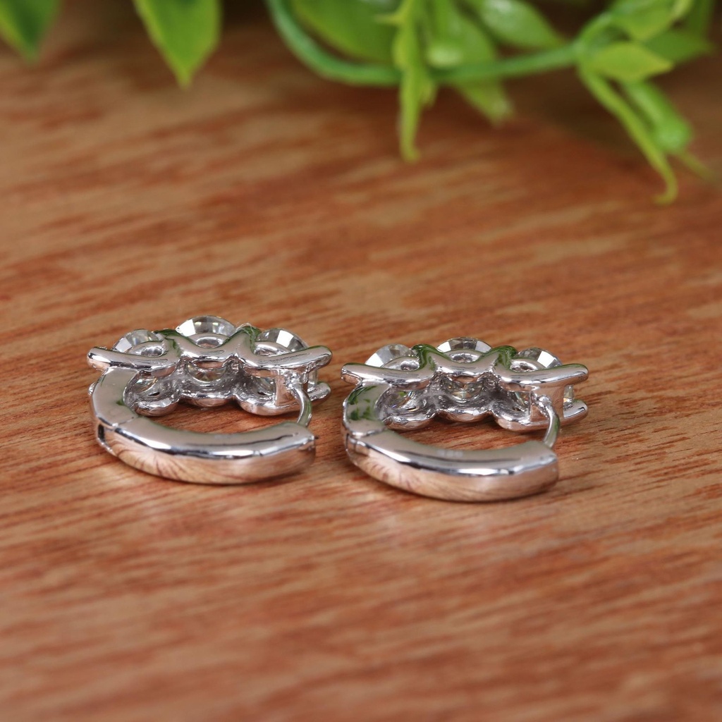 Round Cut Moissanite Stone Hoop Earring For Women