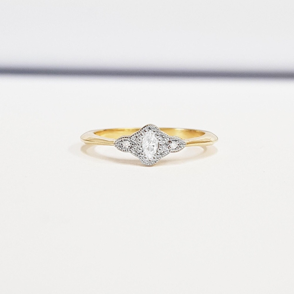 Marquise diamond engagement ring in white/rose/yellow gold or platinum