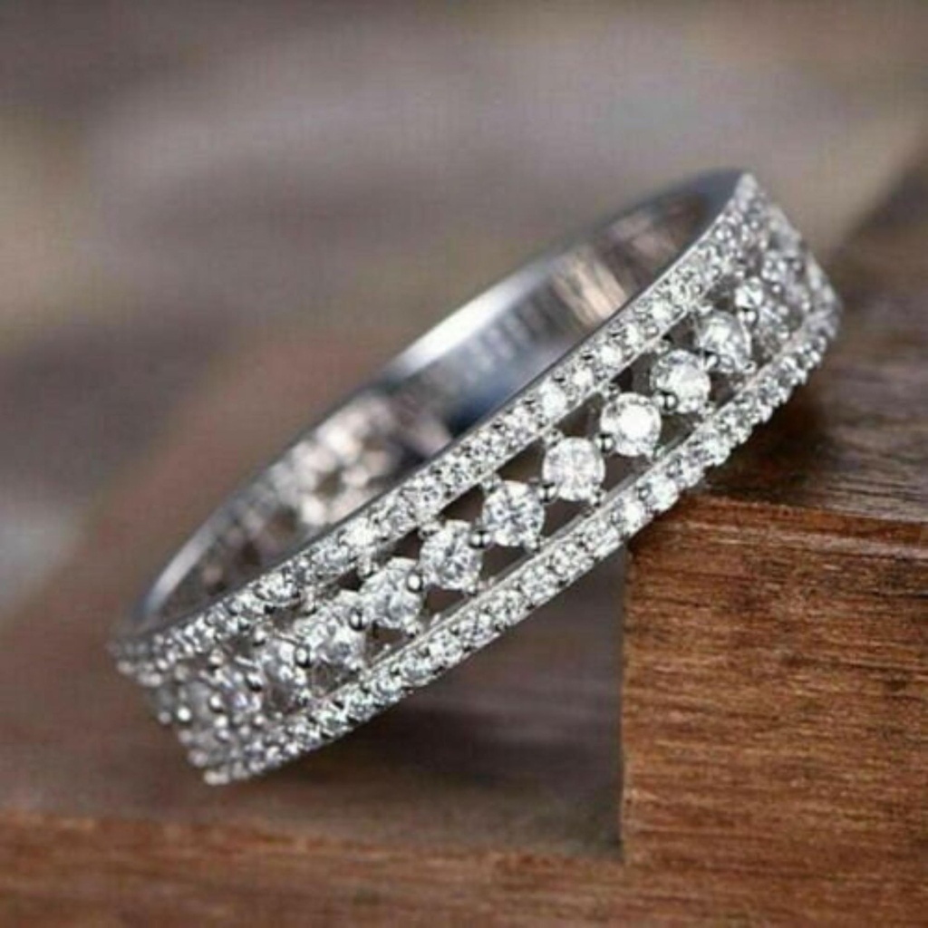 Round Cut  Diamond Band, Solid 14k Gold Wedding Anniversary Ring, Women's Ring