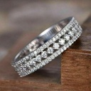 Round Cut  Diamond Band, Solid 14k Gold Wedding Anniversary Ring, Women's Ring