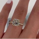 Square Radiant Cut Moissanite Solitaire With Accents Engagement Ring / 925 Sterling Silver  Ring / Wedding Ring / Anniversary Gift For Her