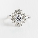 Old European Cut Moissanite Engagement Ring, Vintage Floral Design Engagement Ring For Woman, Round Cut Diamond Wedding Promise Ring