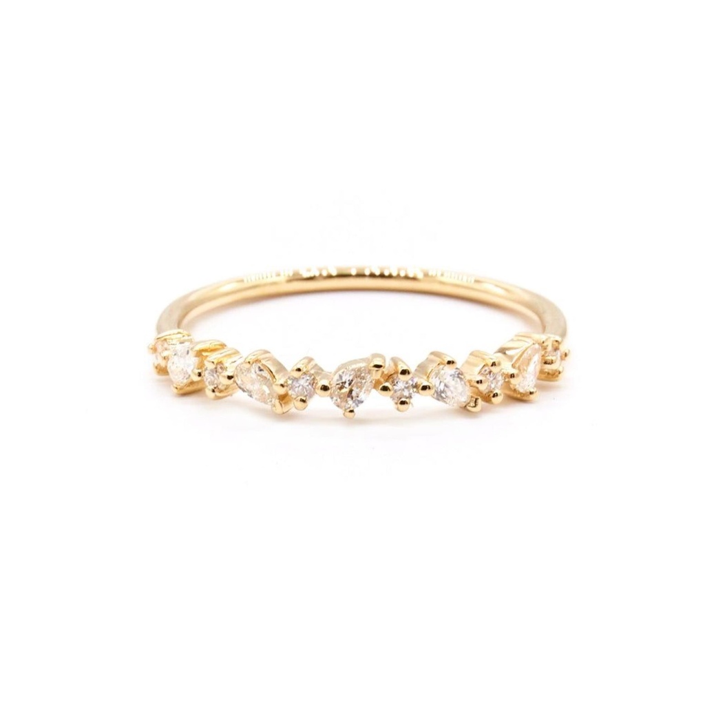 Pear Round Diamond Band Engagement Ring for Women