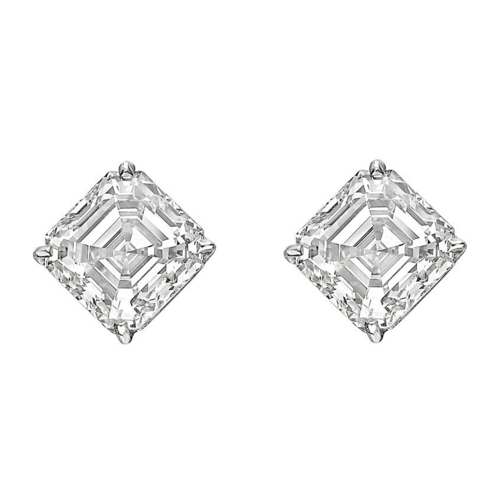  Asscher Cut Moissanite Solitaire Stud Earring