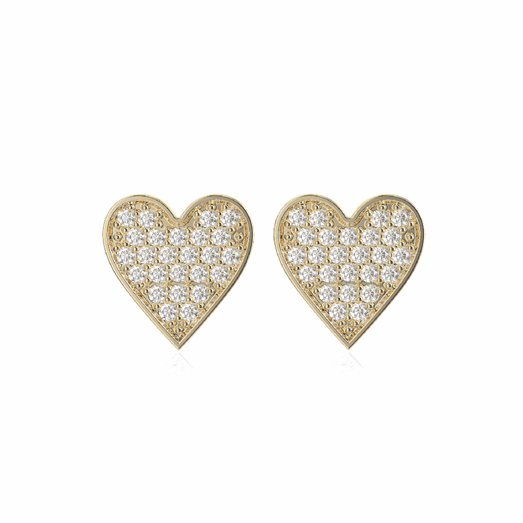 Round Diamond Stud Heart Style Earrings For Women